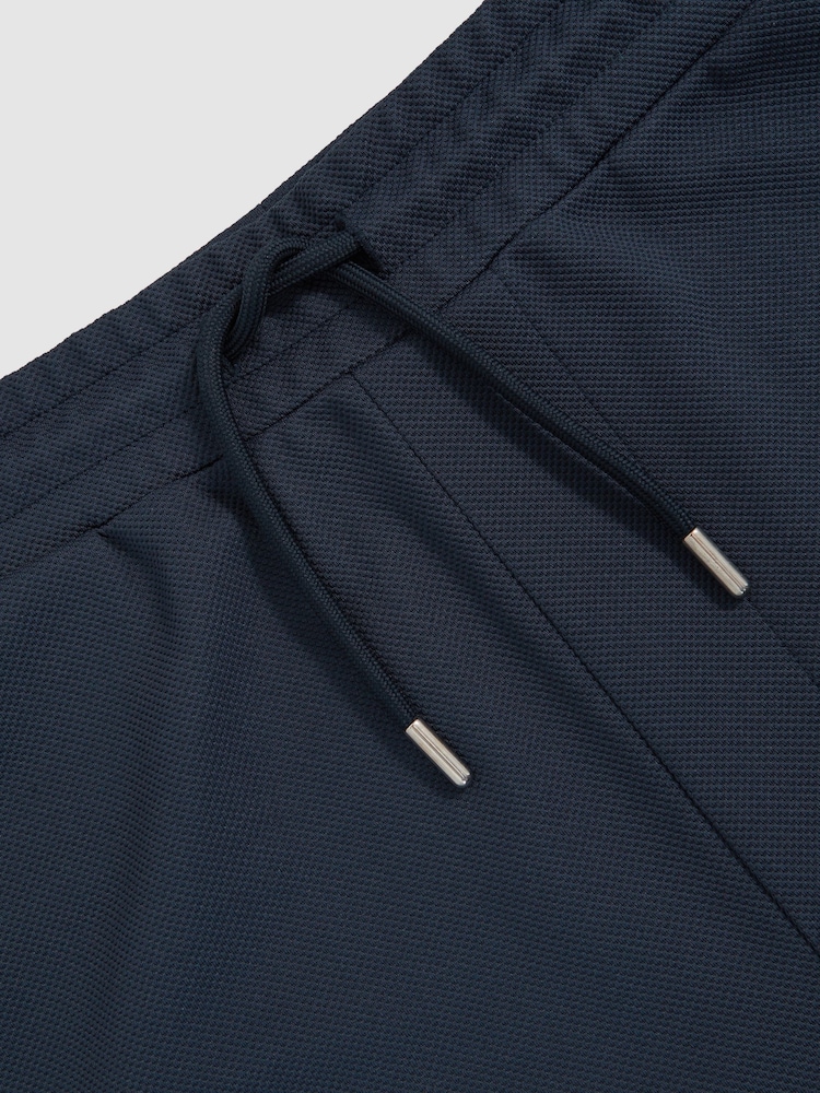 Reiss Navy Angus Textured Drawstring Shorts - Image 6 of 6