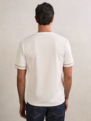 Reiss White Oscar Textured Crew-Neck Tipped T-Shirt - Image 5 of 6
