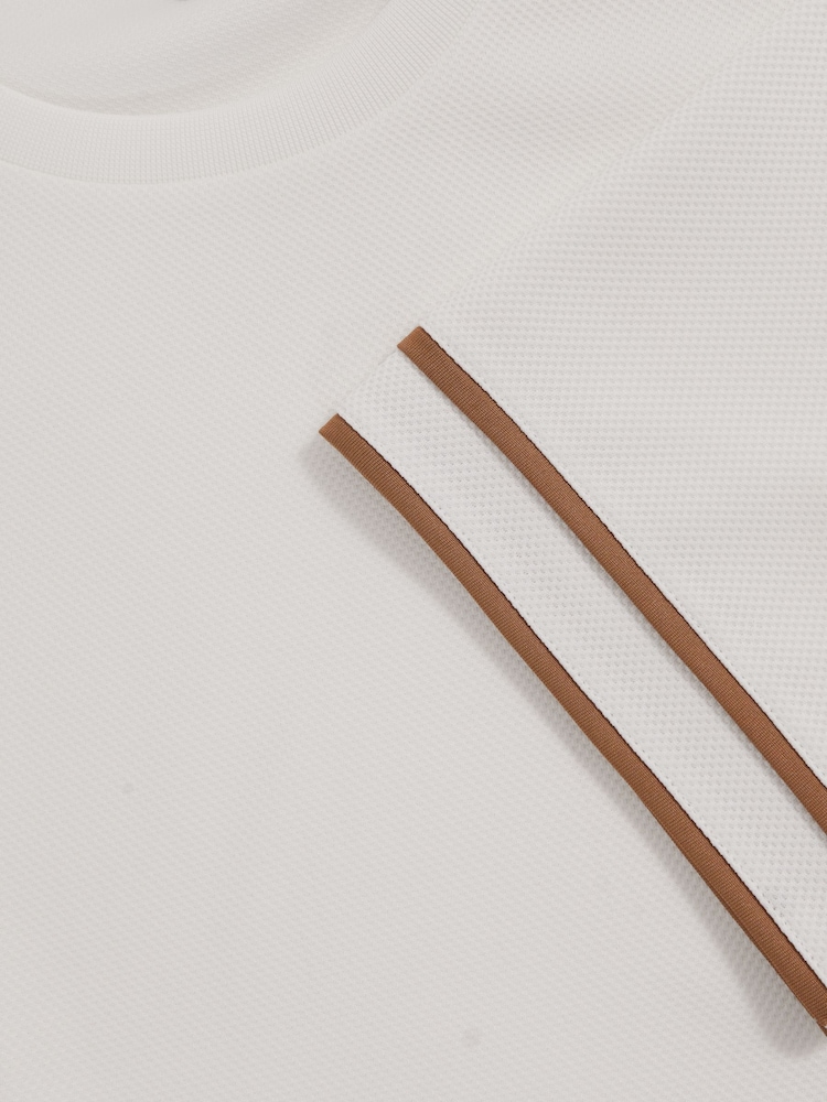 Reiss White Oscar Textured Crew-Neck Tipped T-Shirt - Image 6 of 6