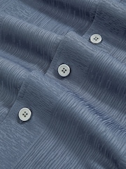 Reiss Airforce Blue Ando Jacquard-Stripe Cuban-Collar Shirt - Image 5 of 5