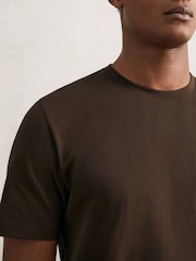 Reiss Coco Brown Bless Cotton Crew-Neck T-Shirt - Image 4 of 6