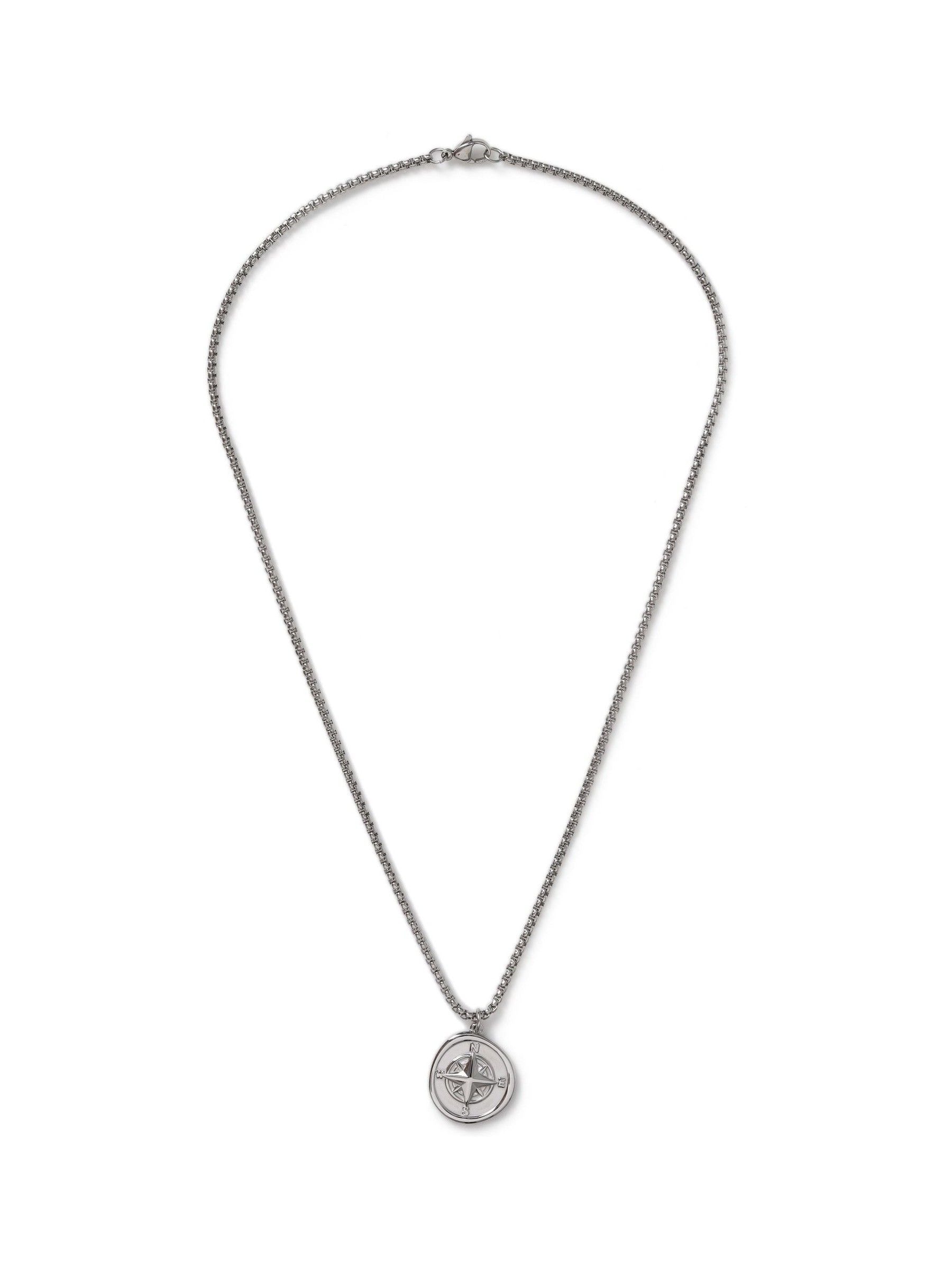 Buy DCK Mens Silver Tone Stainless Steel Compass Necklace from