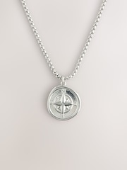 DCK Mens Silver Tone Stainless Steel Compass Necklace - Image 3 of 5