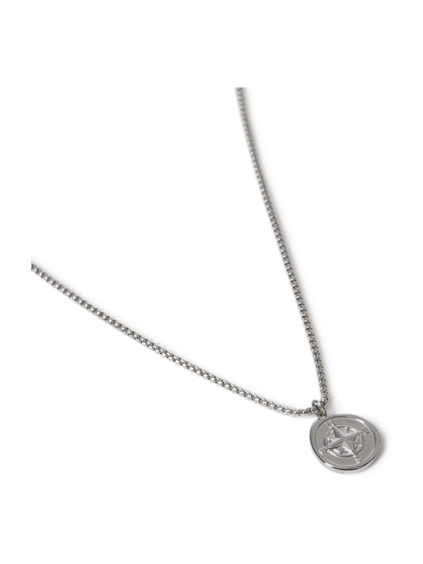 Buy DCK Mens Silver Tone Stainless Steel Compass Necklace from