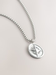 DCK Mens Silver Tone Stainless Steel Compass Necklace - Image 4 of 5