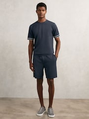 Reiss Airforce Blue Oscar Textured Crew-Neck Tipped T-Shirt - Image 3 of 6