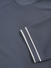 Reiss Airforce Blue Oscar Textured Crew-Neck Tipped T-Shirt - Image 6 of 6