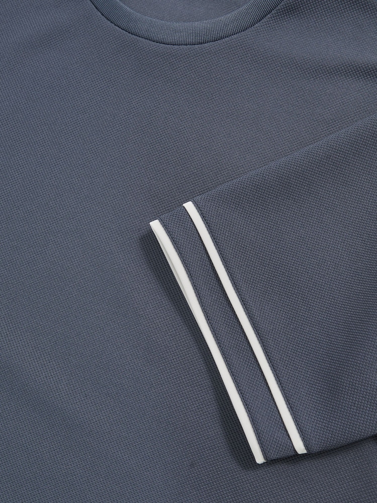 Reiss Airforce Blue Oscar Textured Crew-Neck Tipped T-Shirt - Image 6 of 6