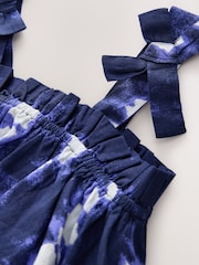 Blue Tie Dye Bow Strappy Summer Dress (3-16yrs) - Image 3 of 4