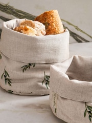 Sophie Allport Set of 2 Natural Linen Olive Bread Baskets - Image 2 of 4