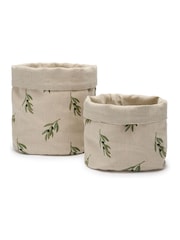Sophie Allport Set of 2 Natural Linen Olive Bread Baskets - Image 3 of 4