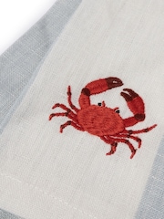 Sophie Allport Set of 4 Pale Blue Linen Coastal Embroidered Napkins - Image 5 of 5