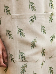 Sophie Allport Natural Linen Cross Back Olive Apron - Image 2 of 5
