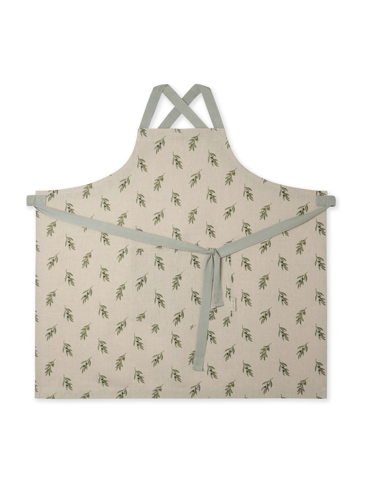 Sophie Allport Natural Linen Cross Back Olive Apron - Image 5 of 5