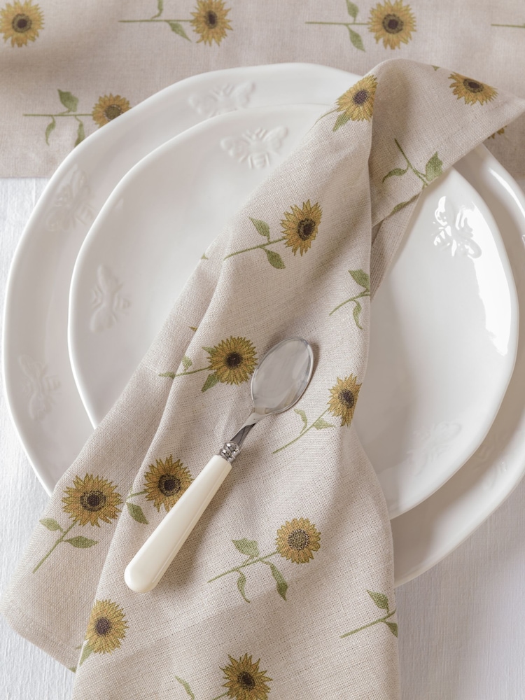 Sophie Allport Set of 4 Linen Sunflower Napkins - Imagen 1 de 3