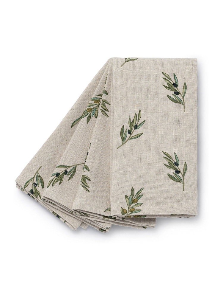 Sophie Allport Linen Olive Napkins Set of 4 - Image 2 of 2