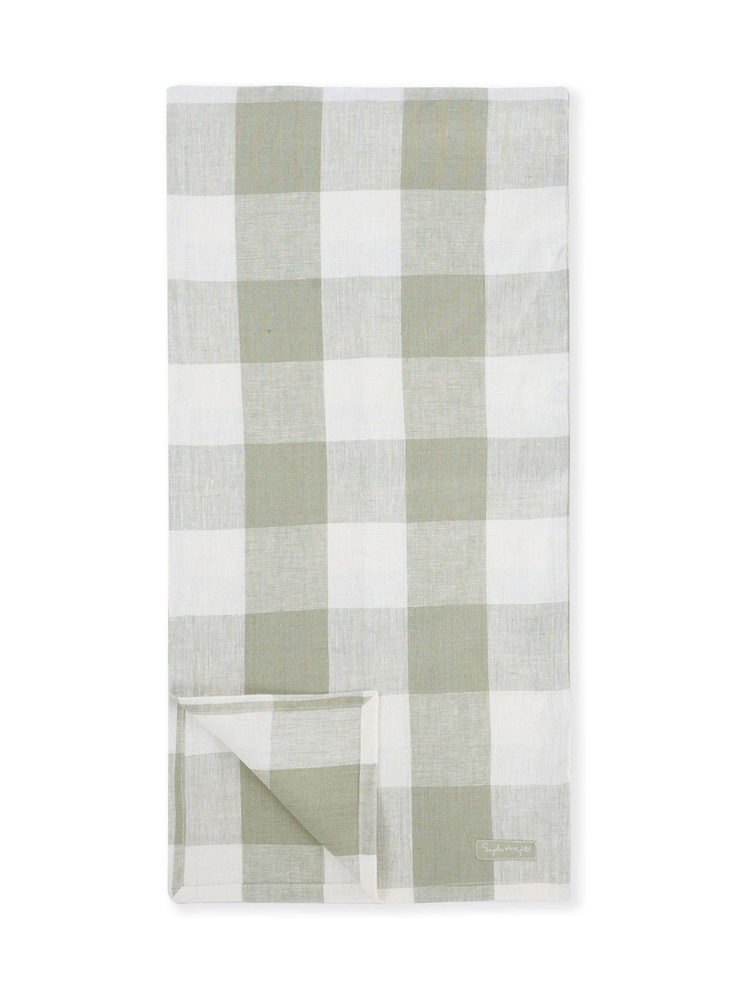 Sophie Allport Sage Green Linen Gingham Table Runner - Image 3 of 3