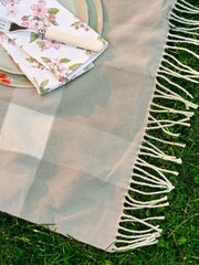 Sophie Allport Olive Green Gingham Picnic Blanket - Image 2 of 4