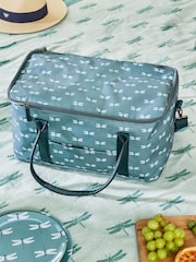 Sophie Allport Grey Blue Dragonfly Print Pocket Picnic Bag - Image 1 of 3