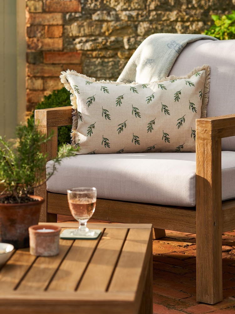 Sophie Allport Natural Linen Olive Rectangular Cushion - Image 1 of 4