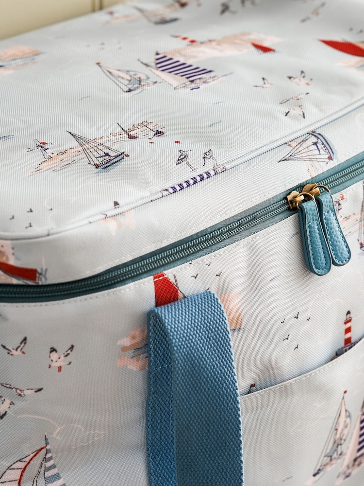Sophie Allport Soft Blue Coastal Boats Picnic Bag - Image 2 of 4