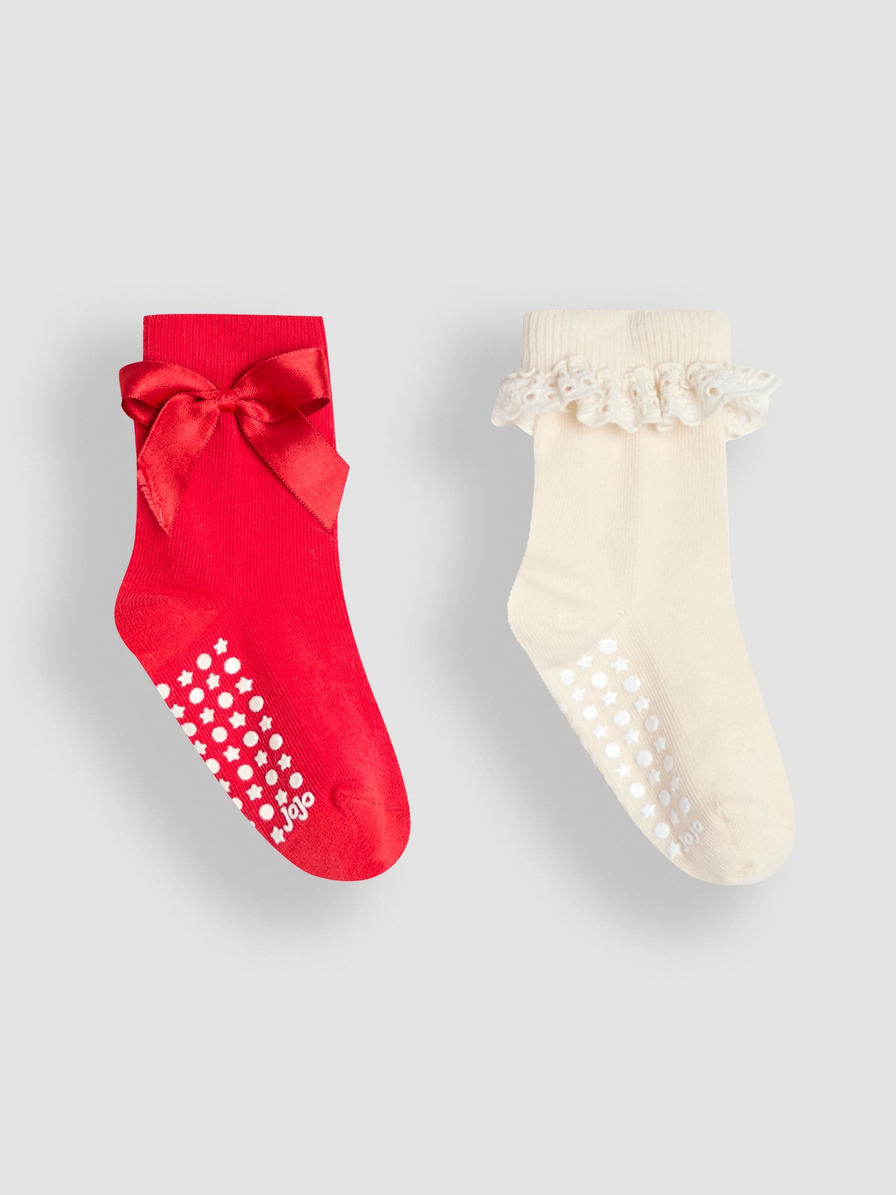 Jojo Maman Bébé Red 2-Pack Frill And Bow Socks
