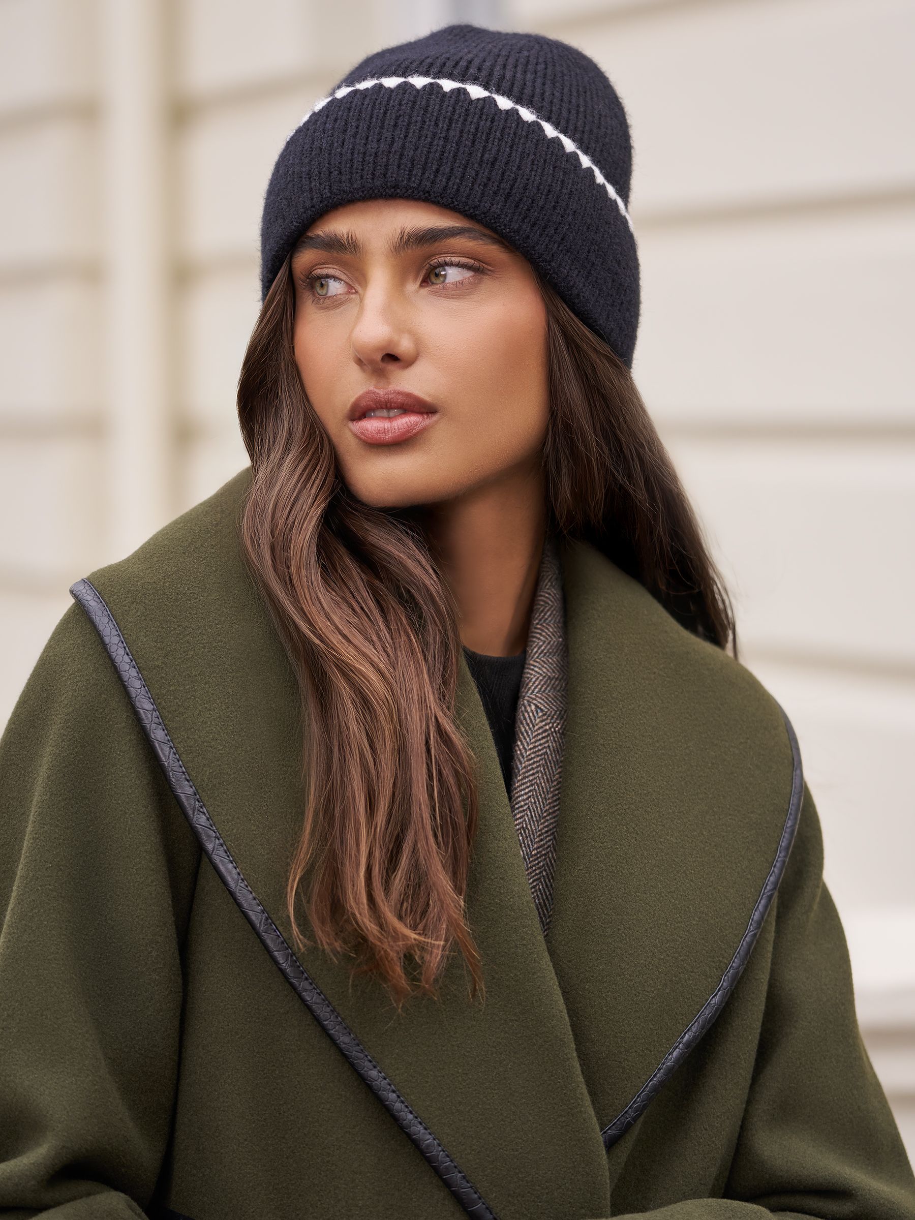 Buy Lipsy Black Whipstitch Trim Beanie Hat from the Next UK online