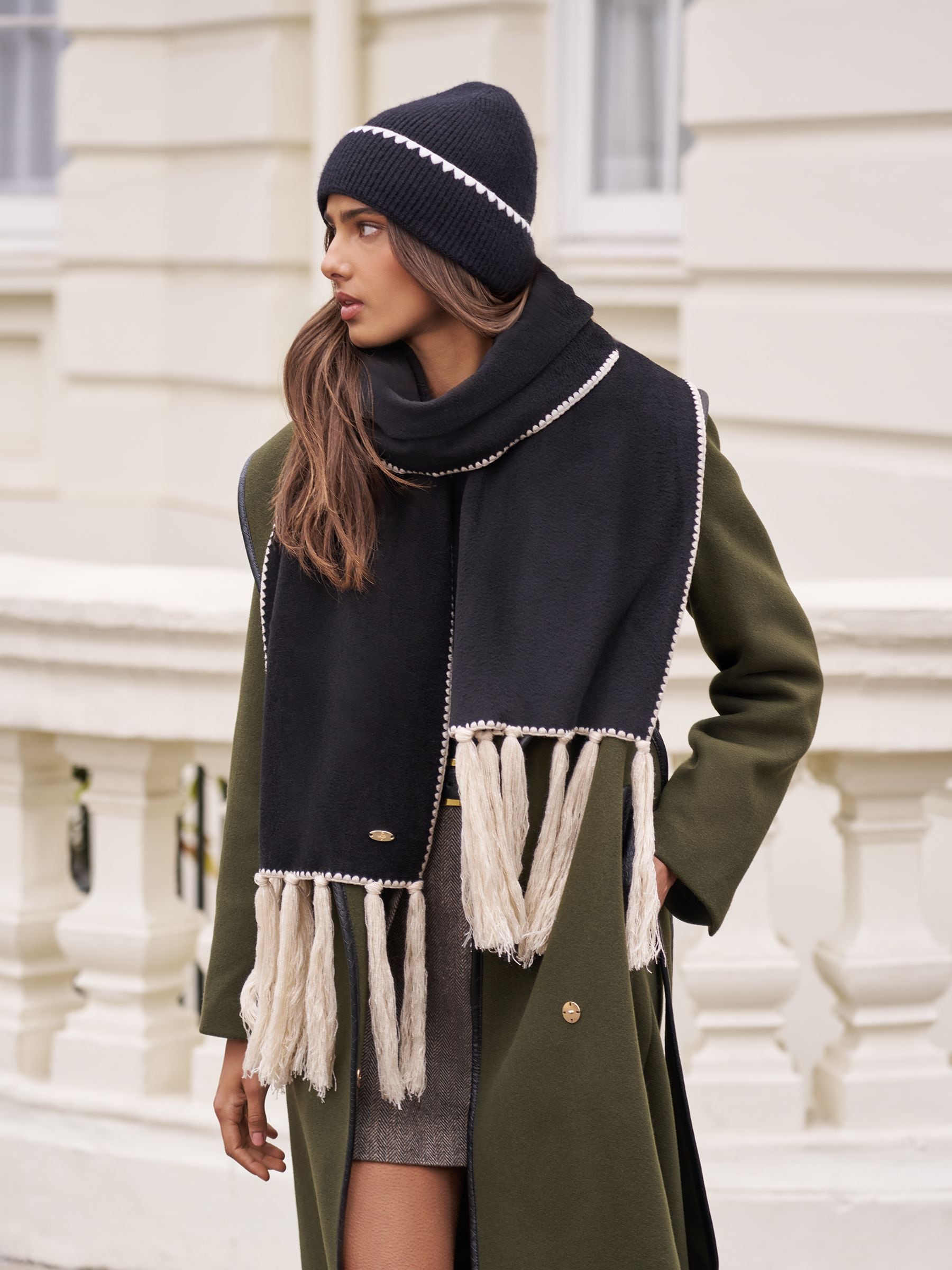 Buy Lipsy Black Whipstitch Trim Beanie Hat from the Next UK online