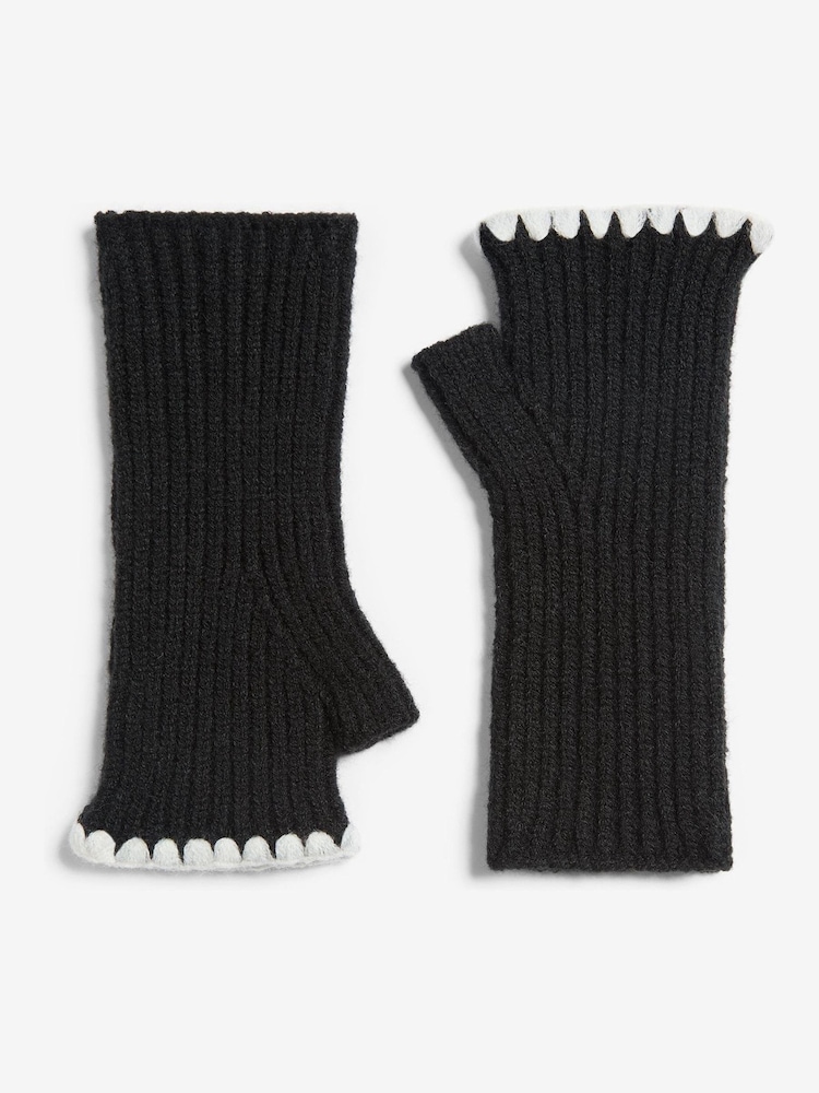 Lipsy Black Whipstitch Fingerless Gloves - Image 1 of 3