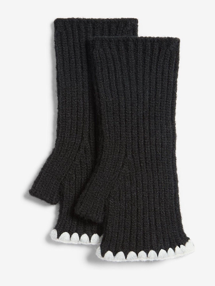 Lipsy Black Whipstitch Fingerless Gloves - Image 3 of 3