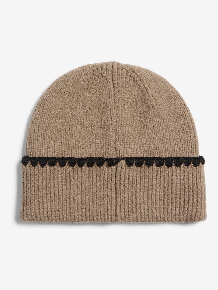 Mocha Brown - Lipsy Whipstitch Punguza Kofia ya Beanie - Picha 4 kati ya 4