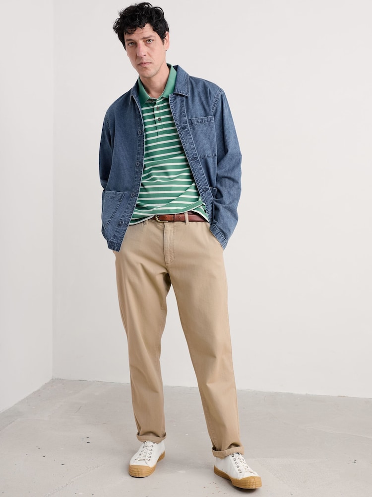 Seasalt Cornwall Green Mens Balefire Striped Polo Shirt - Image 2 of 5