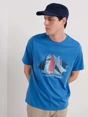 Seasalt Cornwall Light Blue Mens Midwatch 100% Cotton T-Shirt - Image 1 of 5