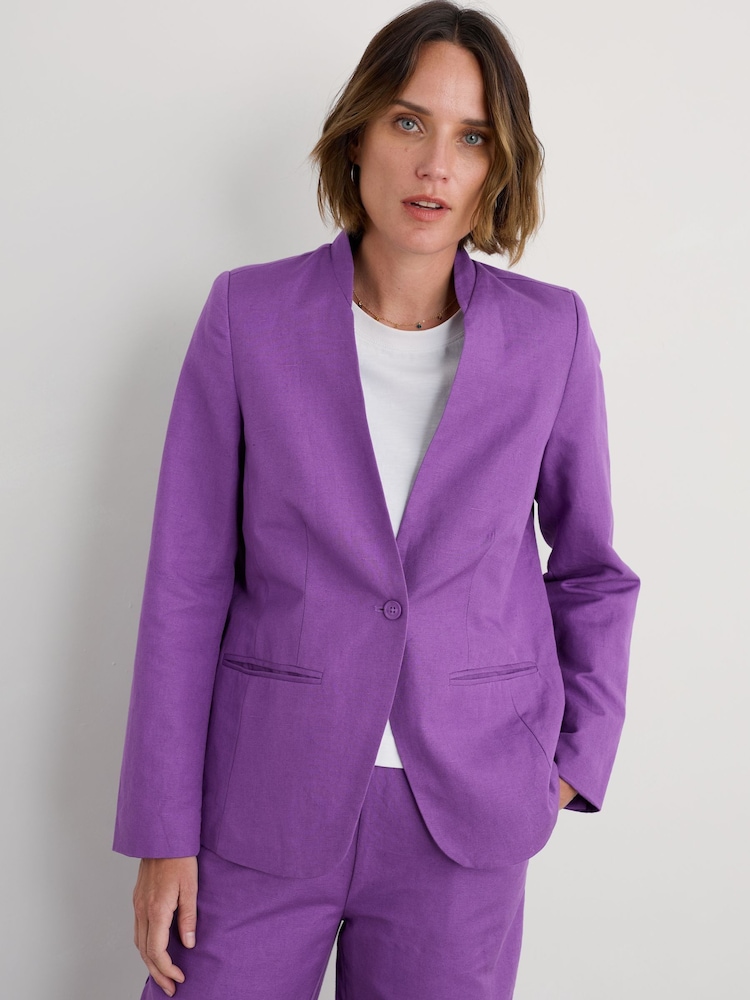 Seasalt Cornwall Purple Quintet Linen Blend Blazer - Image 1 of 9