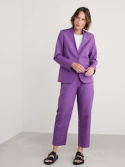 Seasalt Cornwall Purple Quintet Linen Blend Blazer - Image 3 of 9