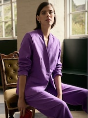 Seasalt Cornwall Purple Quintet Linen Blend Blazer - Image 4 of 9