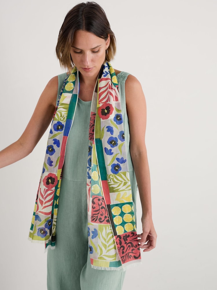 Seasalt Cornwall Light Blue May Garland Printed Scarf - Image 1 of 8