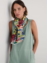 Seasalt Cornwall Light Blue May Garland Printed Scarf - Image 2 of 8