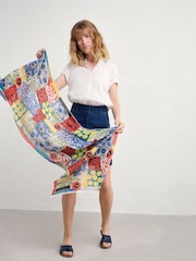 Seasalt Cornwall Light Blue May Garland Printed Scarf - Image 4 of 8