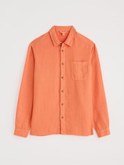 Seasalt Cornwall Orange Mens Curator 100% Linen Shirt - Image 4 of 5