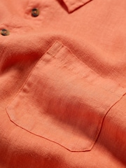 Seasalt Cornwall Orange Mens Curator 100% Linen Shirt - Image 5 of 5