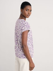 Seasalt Cornwall Purple Studio Glass V-Neck Jersey 100% Cotton Top - Image 2 of 5