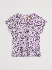 Seasalt Cornwall Purple Studio Glass V-Neck Jersey 100% Cotton Top - Image 4 of 5