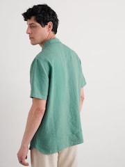 Seasalt Cornwall Green Mens Carne Short Sleeve 100% Linen Shirt - Image 2 of 5
