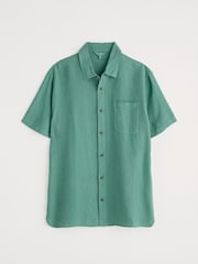 Seasalt Cornwall Green Mens Carne Short Sleeve 100% Linen Shirt - Image 4 of 5