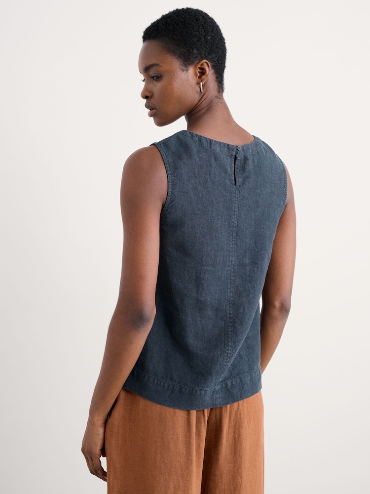 Azul - Camiseta sin mangas de lino Lighthouse Station de Seasalt Cornwall - Imagen 2 de 5