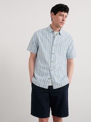Seasalt Cornwall Blue Mens Dopper Short Sleeve Shirt - Image 1 of 5