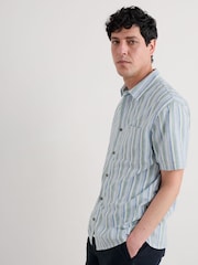 Seasalt Cornwall Blue Mens Dopper Short Sleeve Shirt - Image 3 of 5