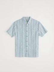 Seasalt Cornwall Blue Mens Dopper Short Sleeve Shirt - Image 4 of 5