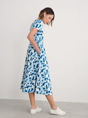 Seasalt Cornwall Blue Petite Veronica Short Sleeve Midi Dress - Image 2 of 5